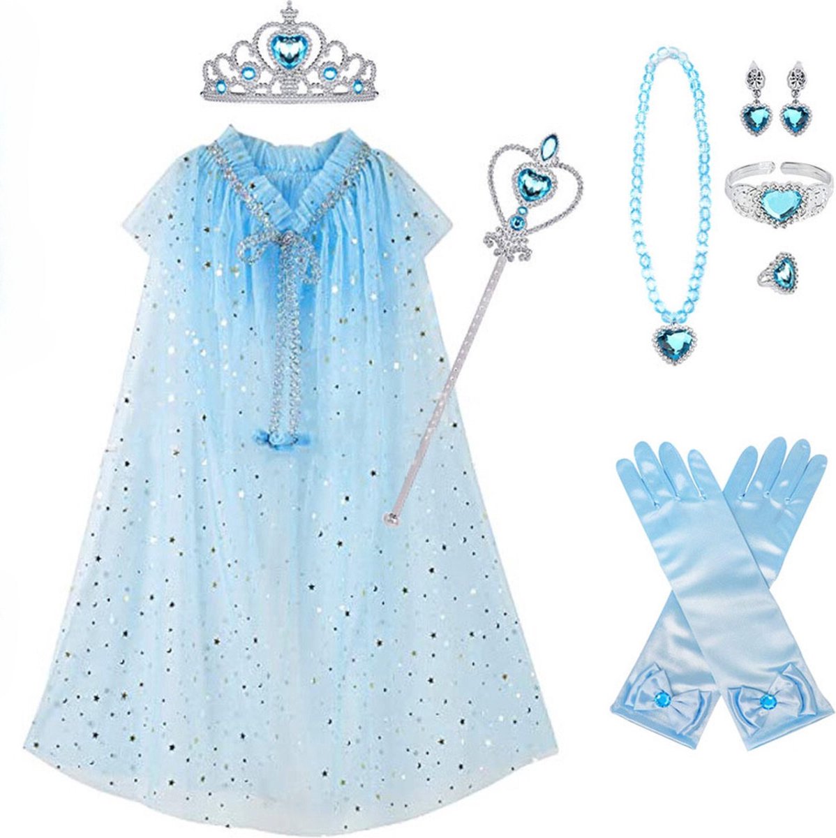 Prinsessen verkleedcape met Accessoires Blauw