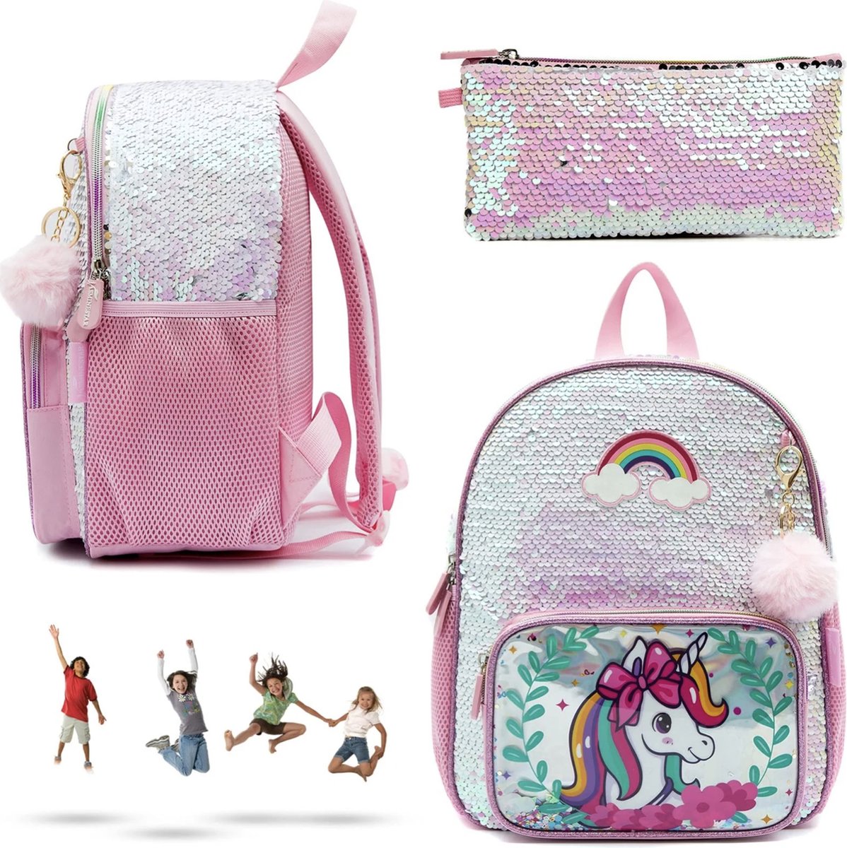 Unicorn Schooltas Pailletten