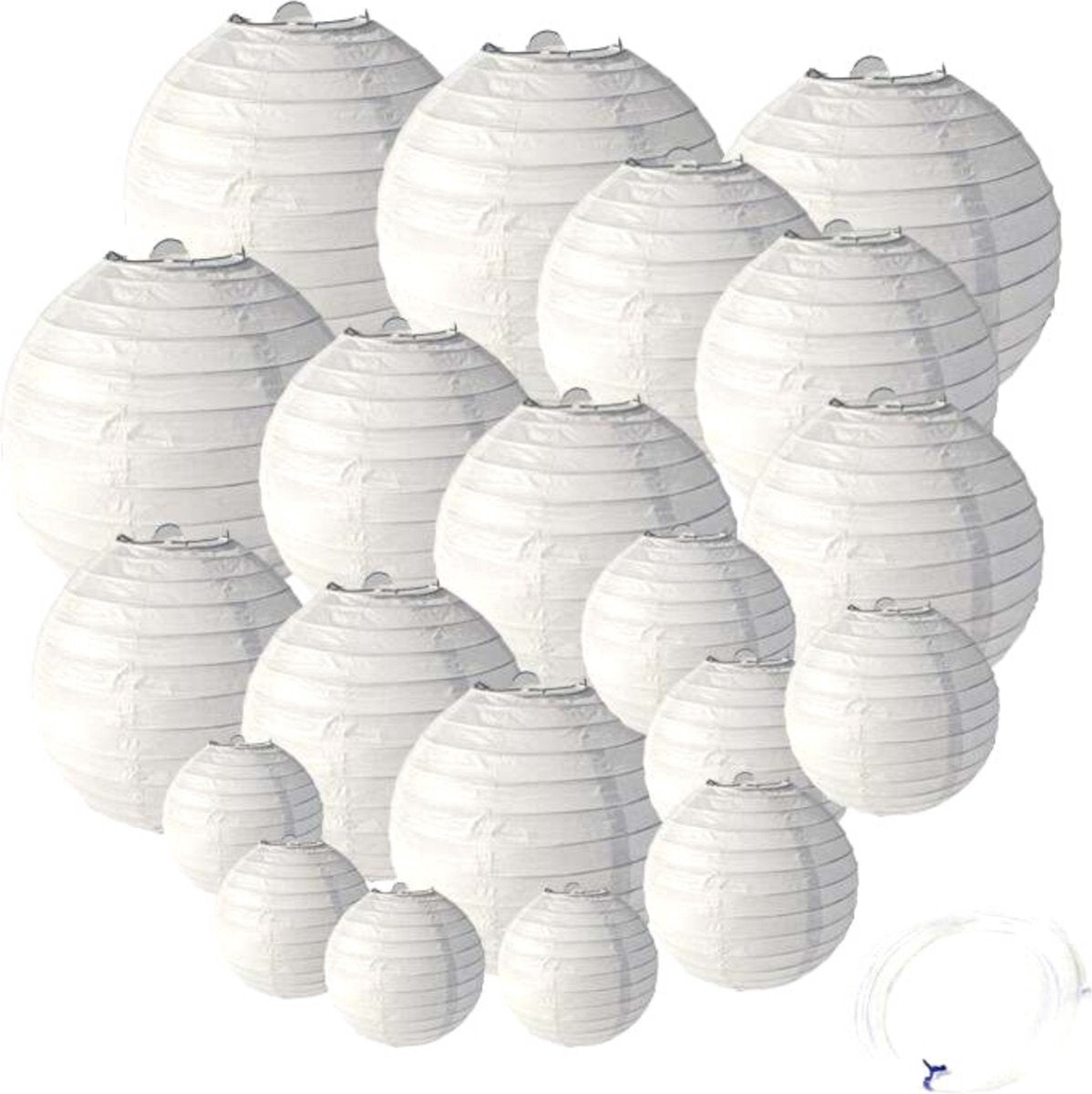 20 Stuks Witte Lampionnen Feest Versiering