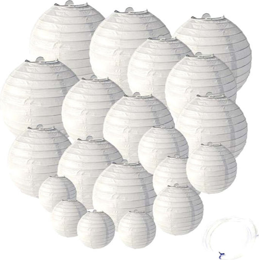 20 Stuks Witte Lampionnen Feest Versiering