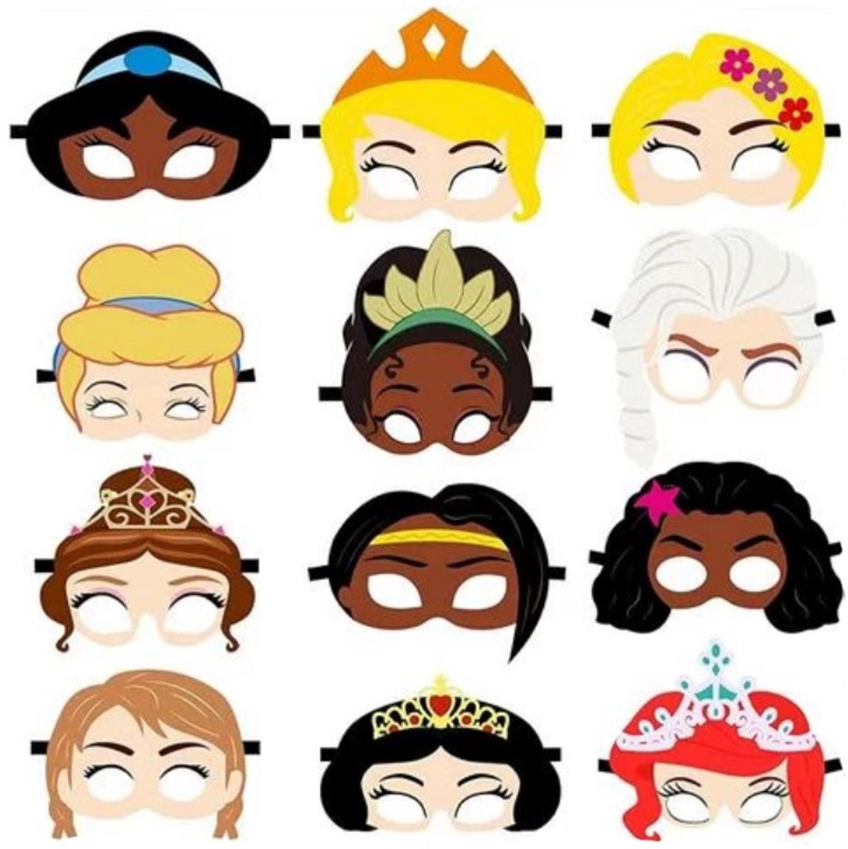 12 Stuks Vilt Prinsessen Maskers voor Kinderen