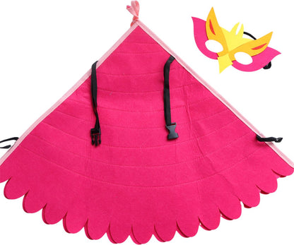 Vogel Verkleedcape en Masker Fluo Roze en Geel