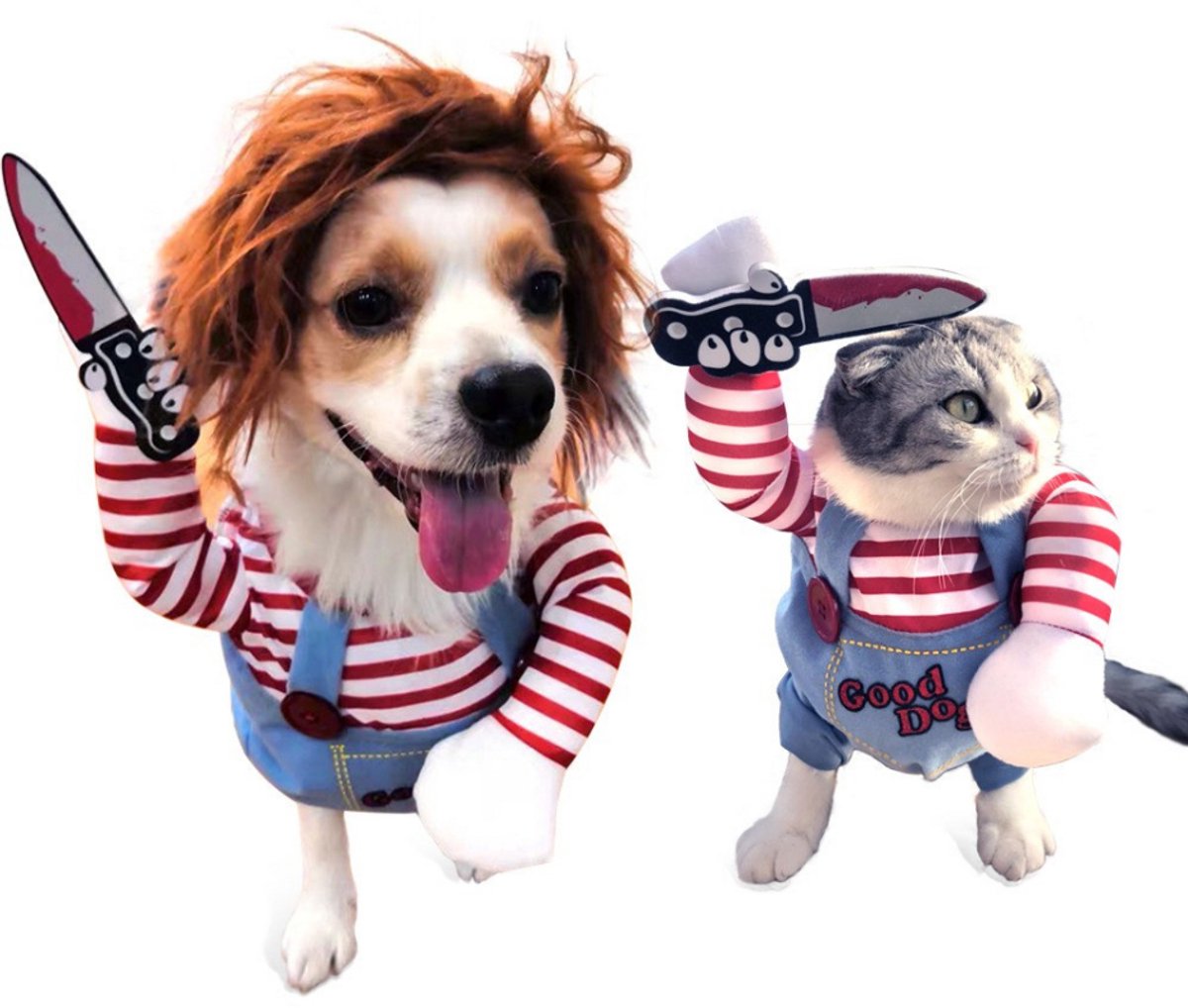 Chucky Horrorpop Verkleedkostuum voor Hond of Kat