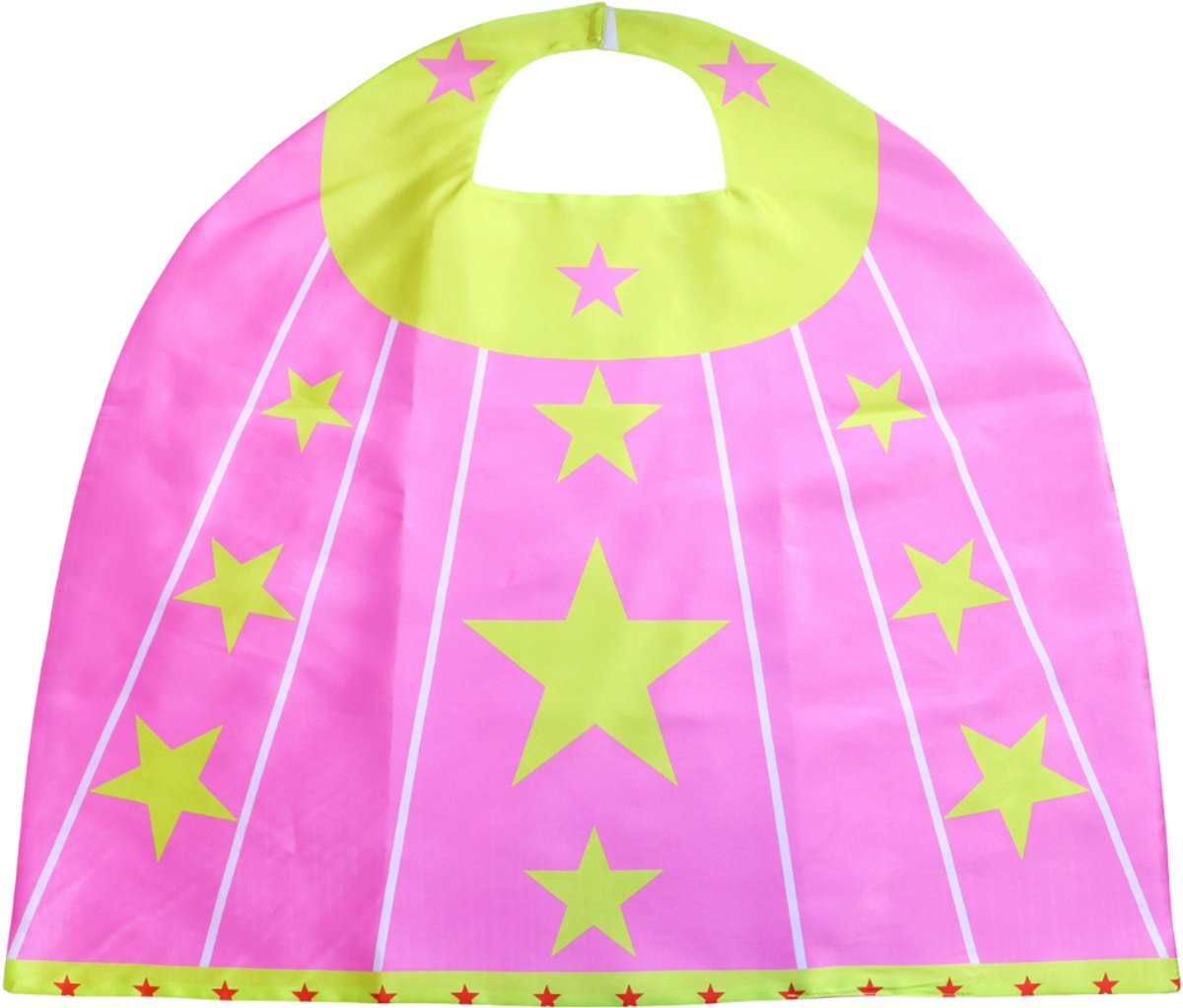 Verkleedset Superheldin Cape Masker Armbanden Roze met Gele Sterren
