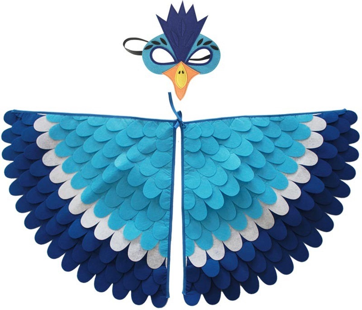 Vogel Verkleedcape en Masker Blauw