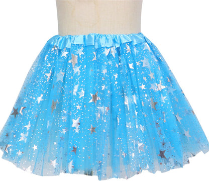 Superhelden Outfit Kind Tutu Rok + Metallic Cape + Masker Blauw