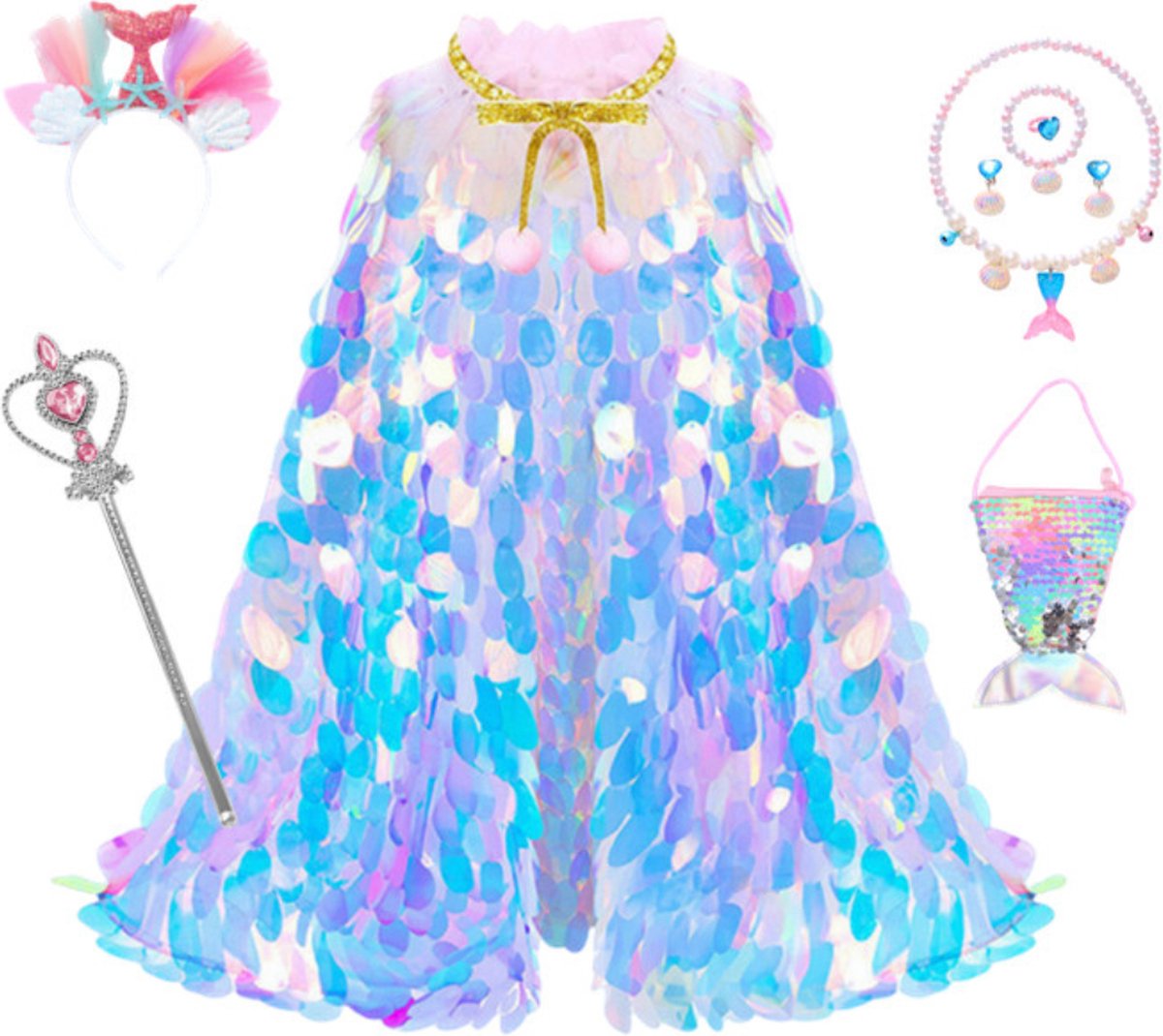 Luxe Mermaid Glitter Cape met Accessoires