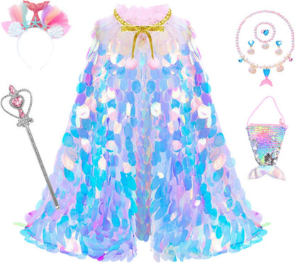 Luxe Mermaid Glitter Cape met Accessoires