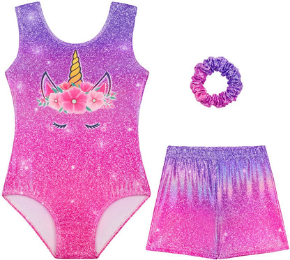 Turnpakje Meisjes zonder Mouwen met Broekje en Scrunchie Unicorn