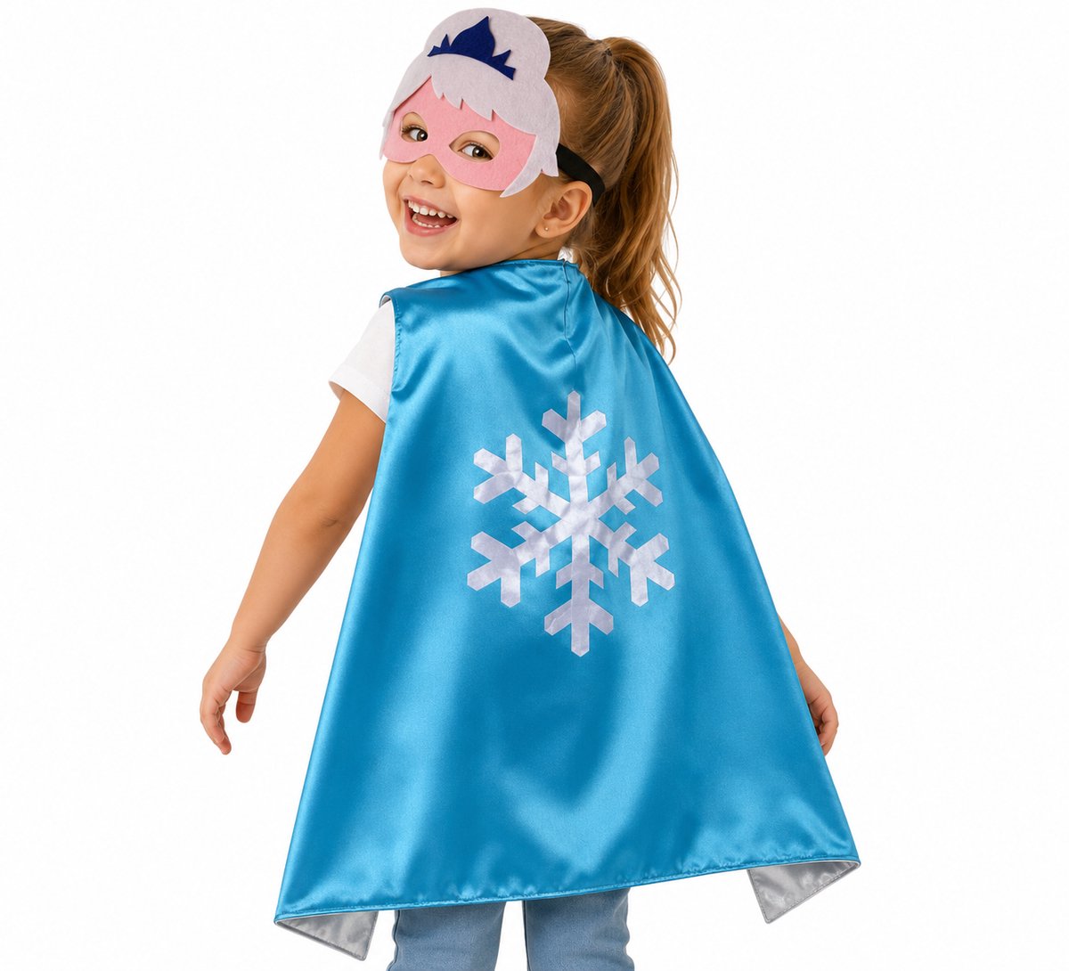 Set van 2 x Elsa Frozen Verkleedset Masker & Cape Roze en Blauw