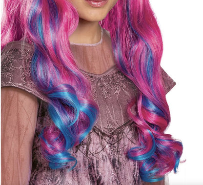 Fel Roze en Blauwe Pruik Lang Haar