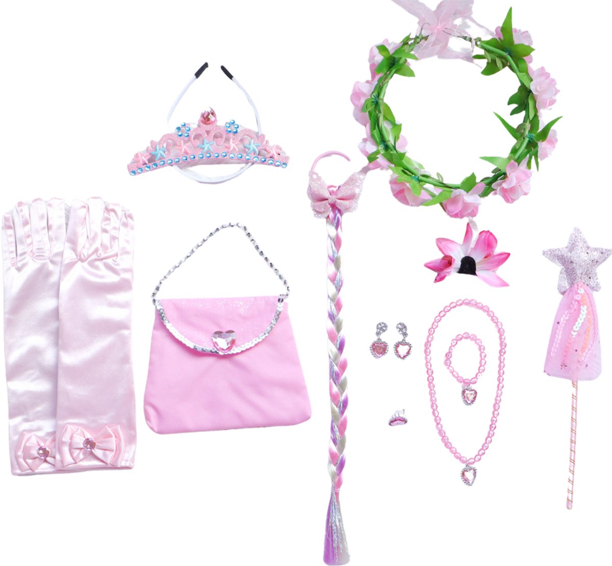 Luxe Prinsessenjurk Lichtroze met 11-delige Accessoires