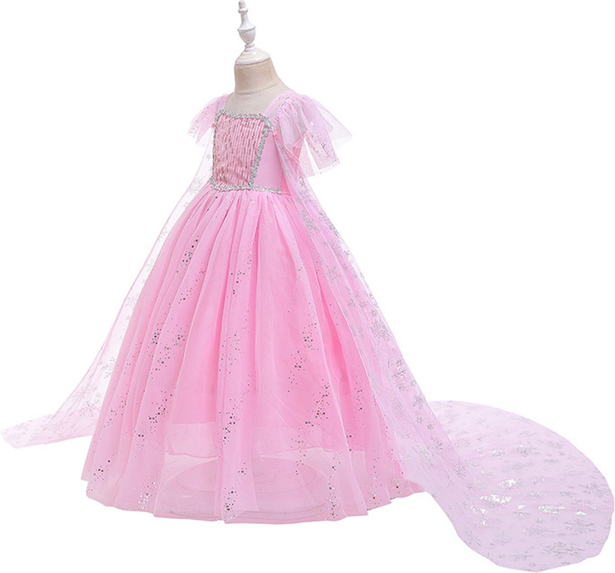 Elsa Prinsessenjurk Roze met staf en kroon