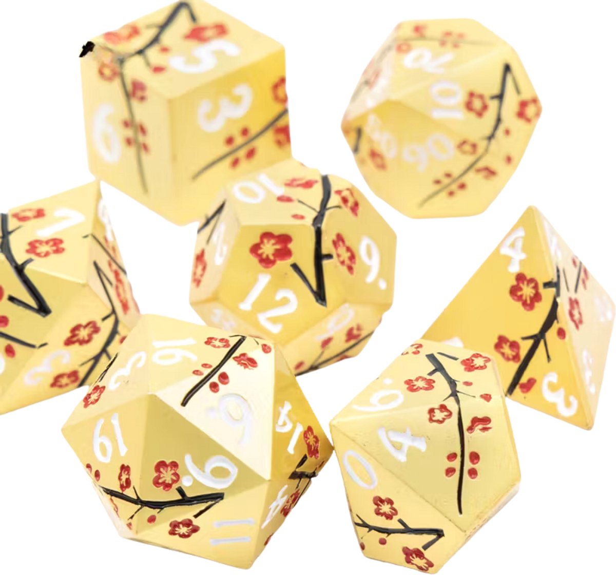 7 delige Metal Dice Set “Sakura Bloesem” Deluxe Goud