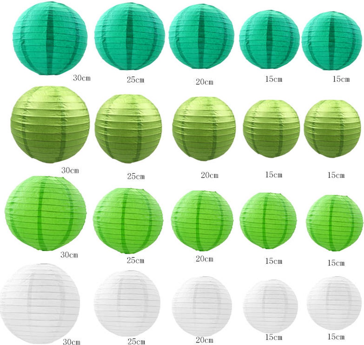 20 Stuks Lampionnen Feest Versiering Set Groen