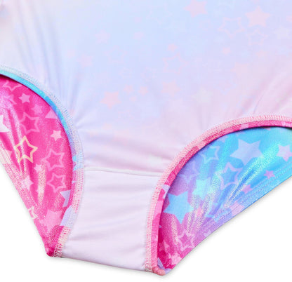 Turnpakje Meisjes Metallic zonder Mouwen met Broekje en Scrunchie Regenboog Sterren