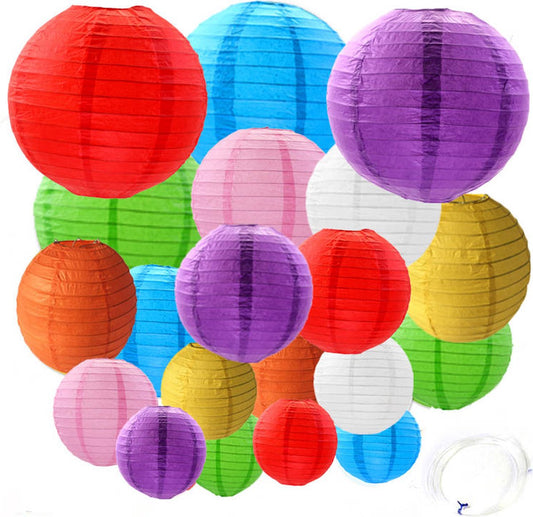 20 Stuks Lampionnen Feest Versiering Set Gekleurd