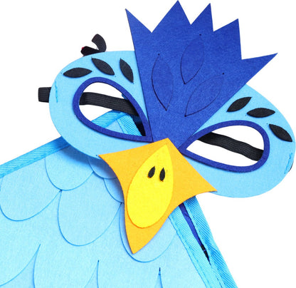 Vogel Verkleedcape en Masker Blauw