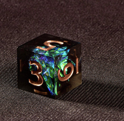 Dungeons and Dragons Dobbelsteen set Donker met Groene en Blauwe Effecten