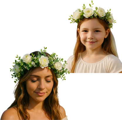 Bloemenkrans Haarband Witte Rozen