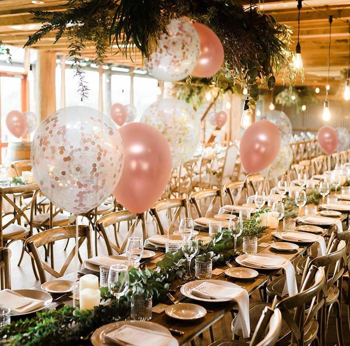 40 stuks Helium Ballonnen met Lint Rose Goud