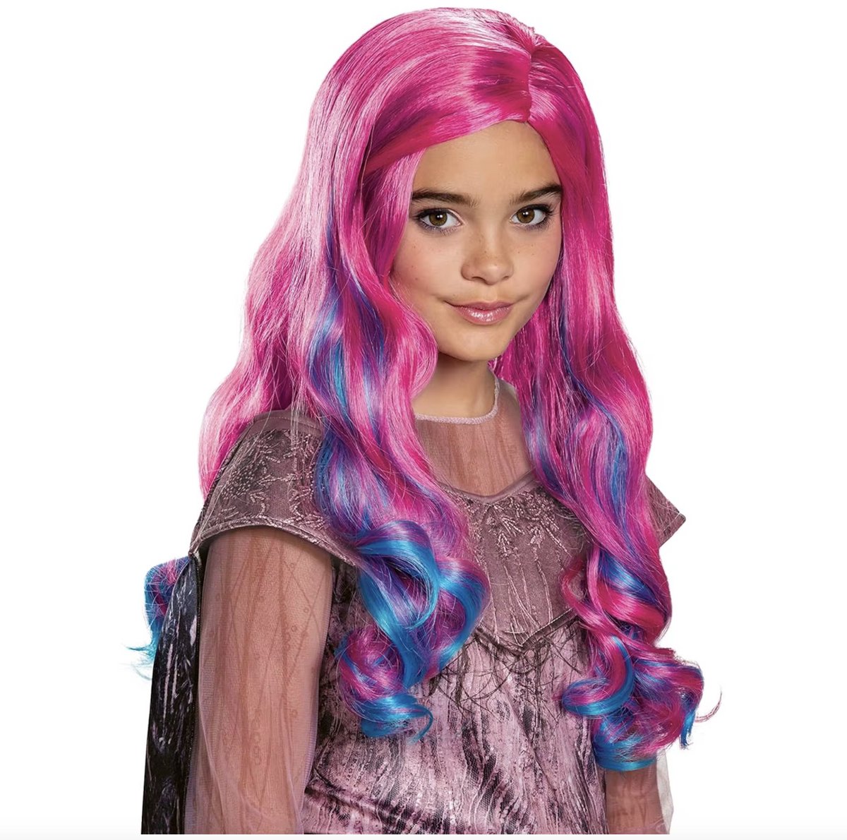 Fel Roze en Blauwe Pruik Lang Haar