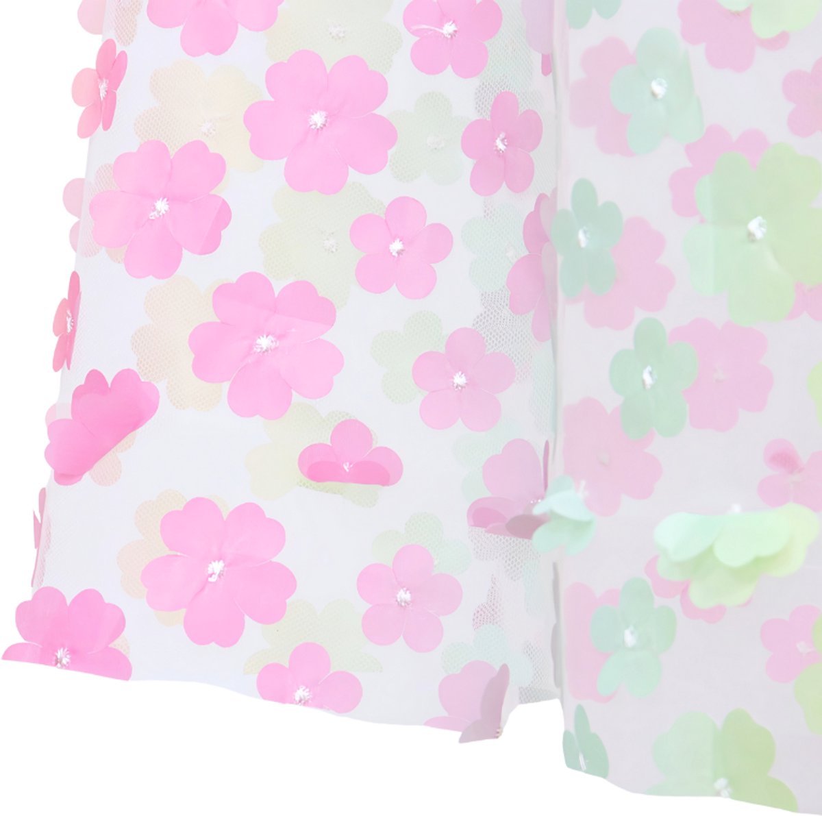 Luxe Verkleedcape Transparant met Regenboog kleuren en Bloemen