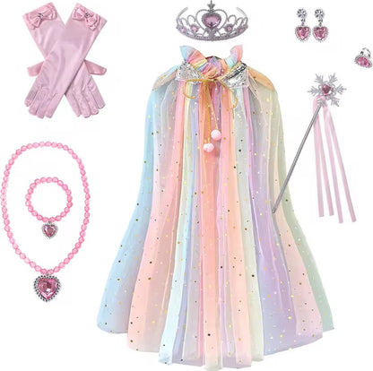 Prinsessen verkleedcape met Accessoires Regenboog