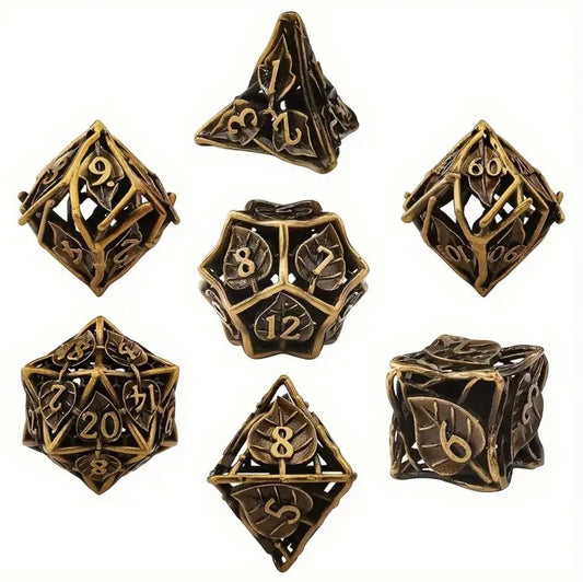 Dungeons and Dragons Dobbelsteen set Metaal met Bladeren