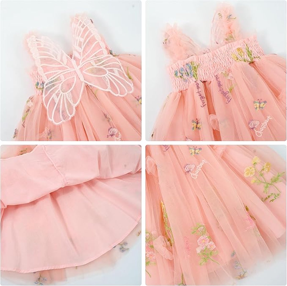 Baby Meisjes Prinsessenjurk met Vlinders en Bloemen Zacht Roze