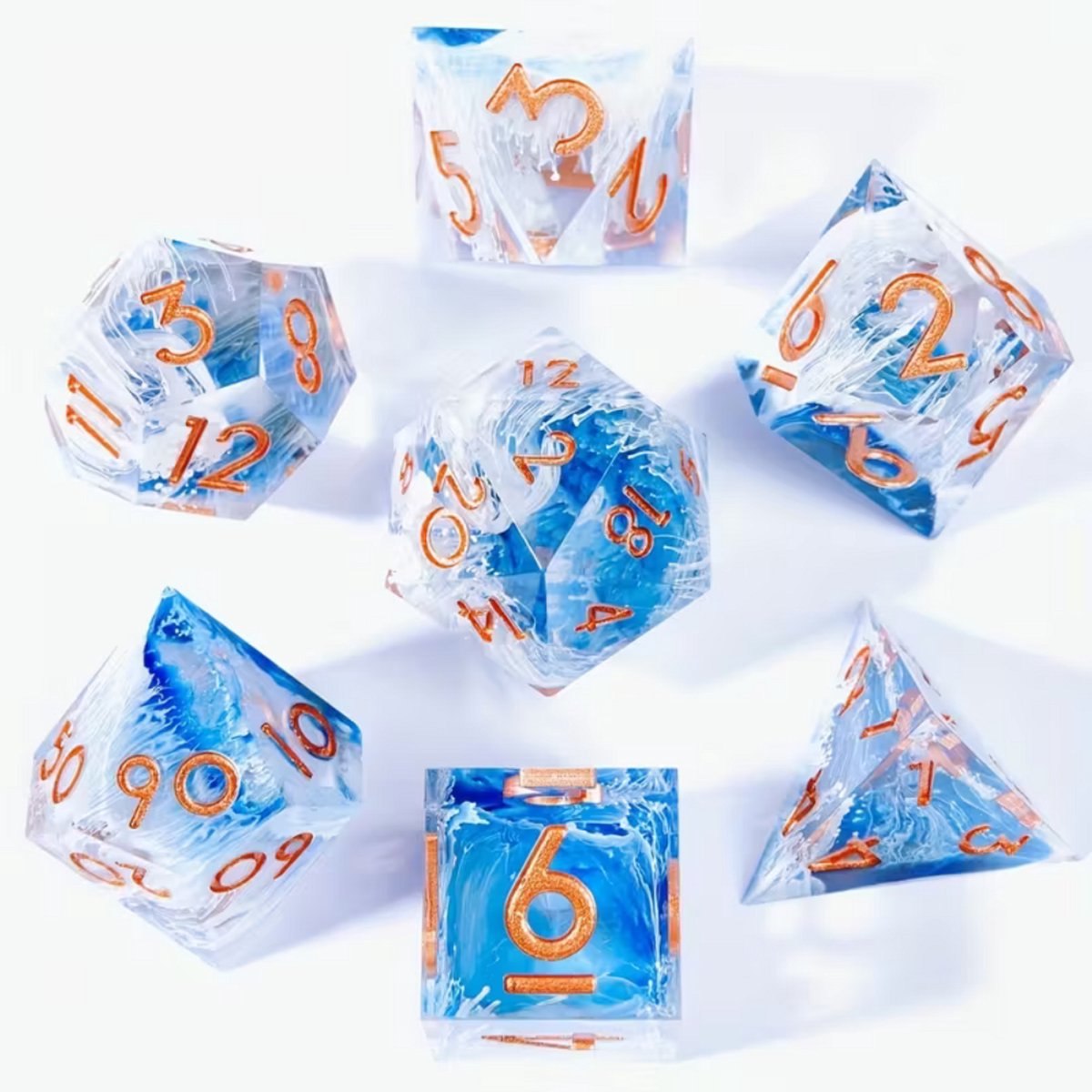 7 delige Resin Dice Set “Ocean’s Whisper”