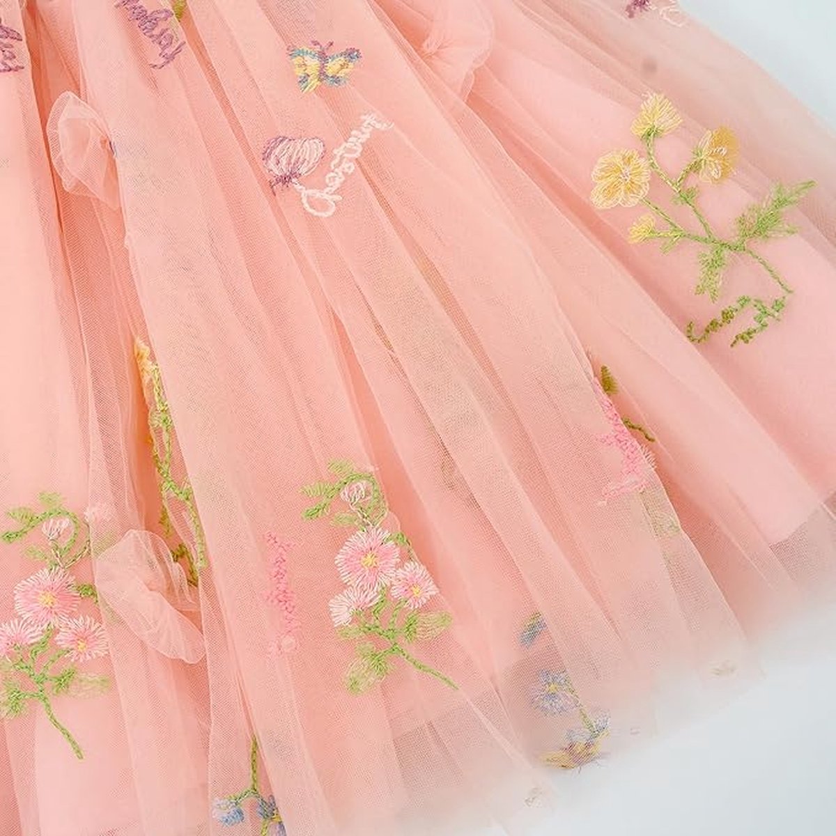 Baby Meisjes Prinsessenjurk met Vlinders en Bloemen Zacht Roze