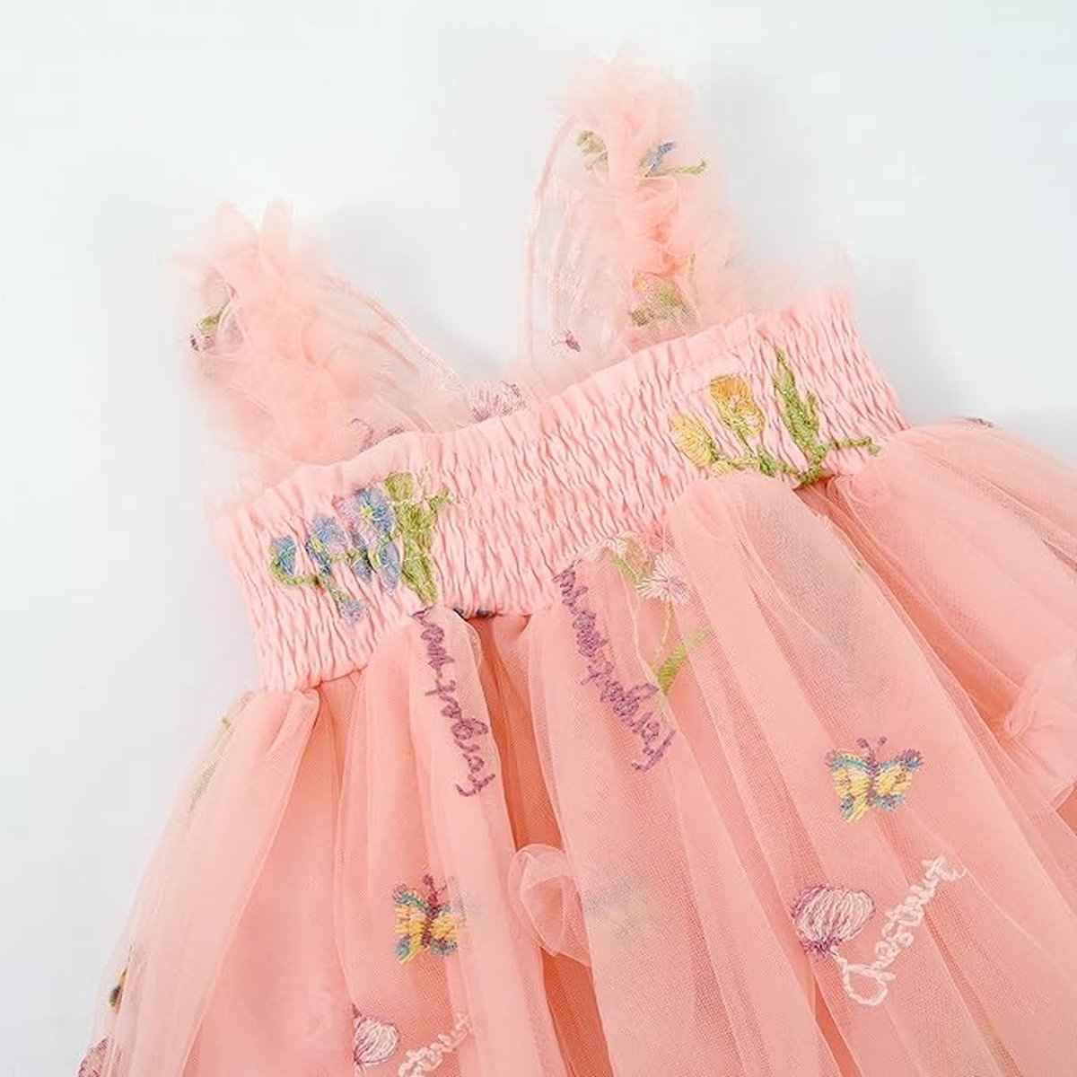 Baby Meisjes Prinsessenjurk met Vlinders en Bloemen Zacht Roze