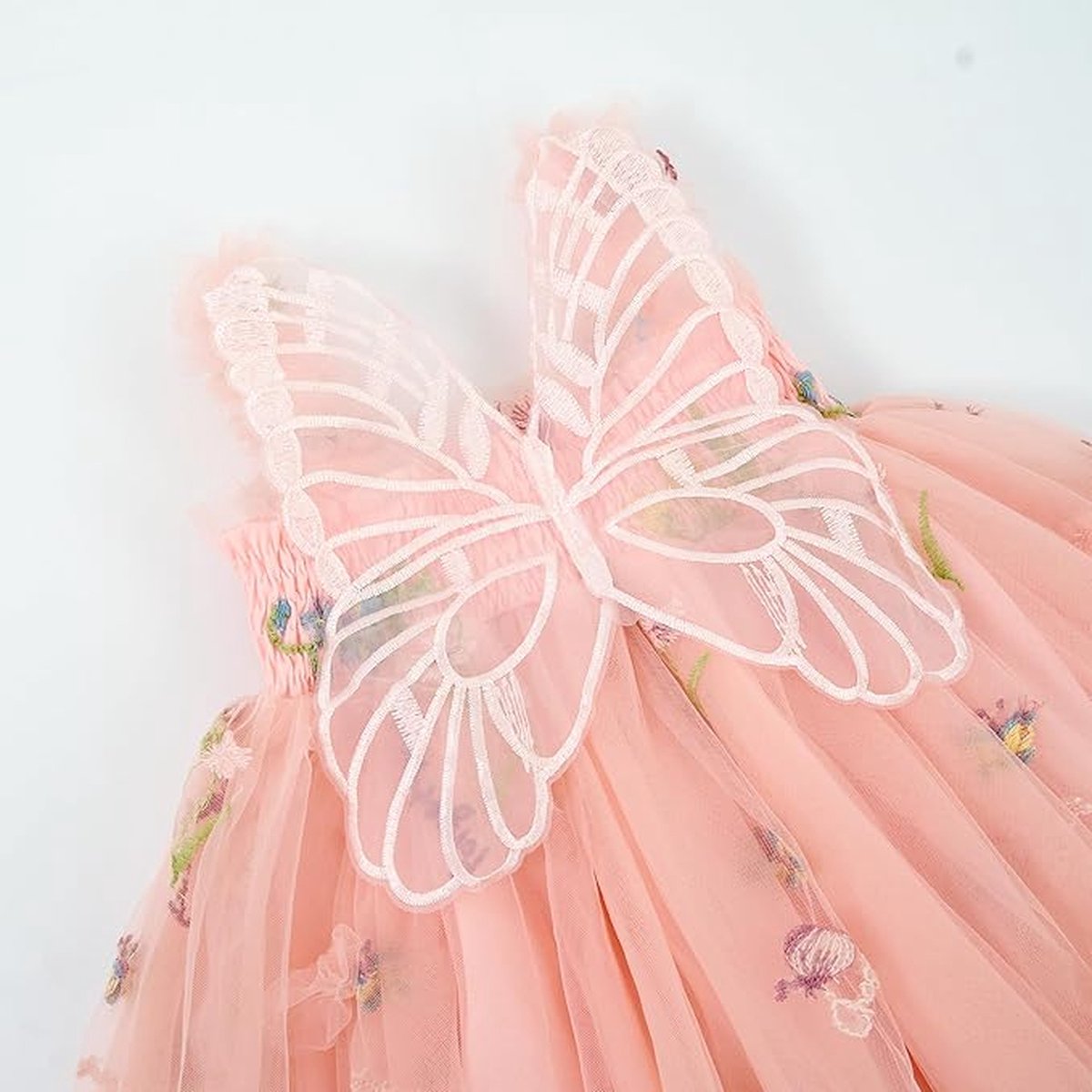 Baby Meisjes Prinsessenjurk met Vlinders en Bloemen Zacht Roze