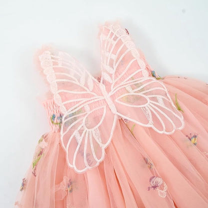 Baby Meisjes Prinsessenjurk met Vlinders en Bloemen Zacht Roze