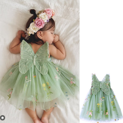 Baby Meisjes Prinsessenjurk met Vlinders en Bloemen Groen