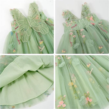 Baby Meisjes Prinsessenjurk met Vlinders en Bloemen Groen