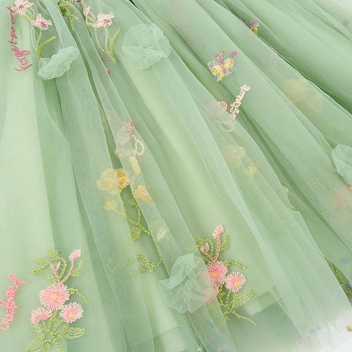 Baby Meisjes Prinsessenjurk met Vlinders en Bloemen Groen
