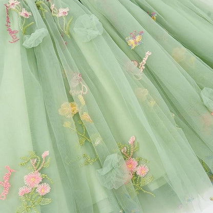 Baby Meisjes Prinsessenjurk met Vlinders en Bloemen Groen