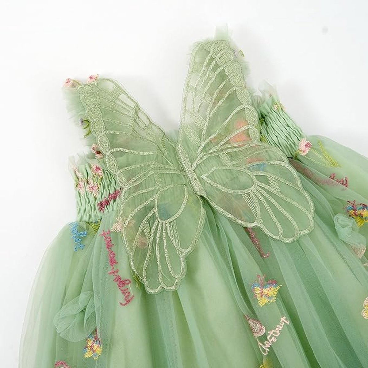 Baby Meisjes Prinsessenjurk met Vlinders en Bloemen Groen