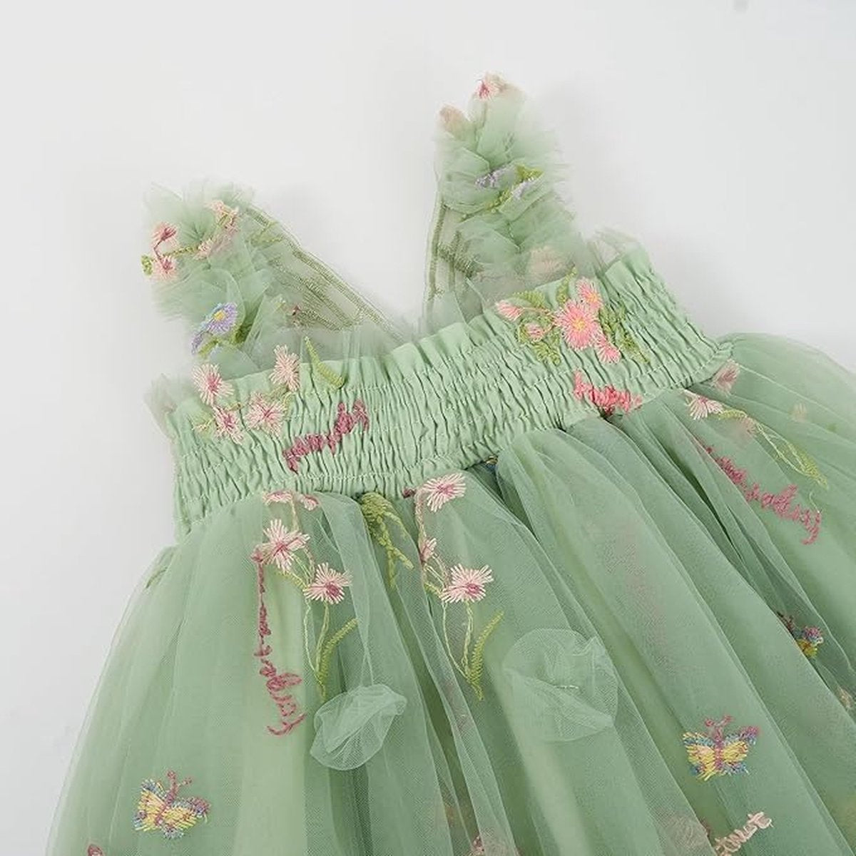 Baby Meisjes Prinsessenjurk met Vlinders en Bloemen Groen