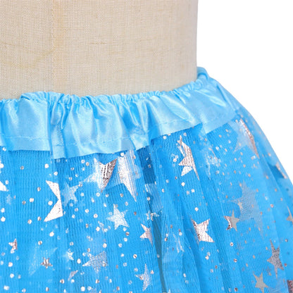 Superhelden Outfit Kind Tutu Rok + Metallic Cape + Masker Blauw