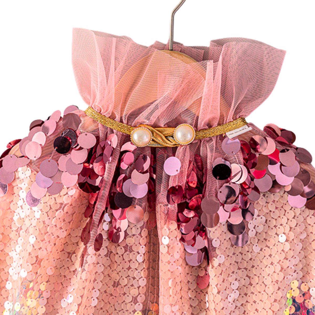 Luxe Verkleedcape Roze met Glitters en Pailletten Roze