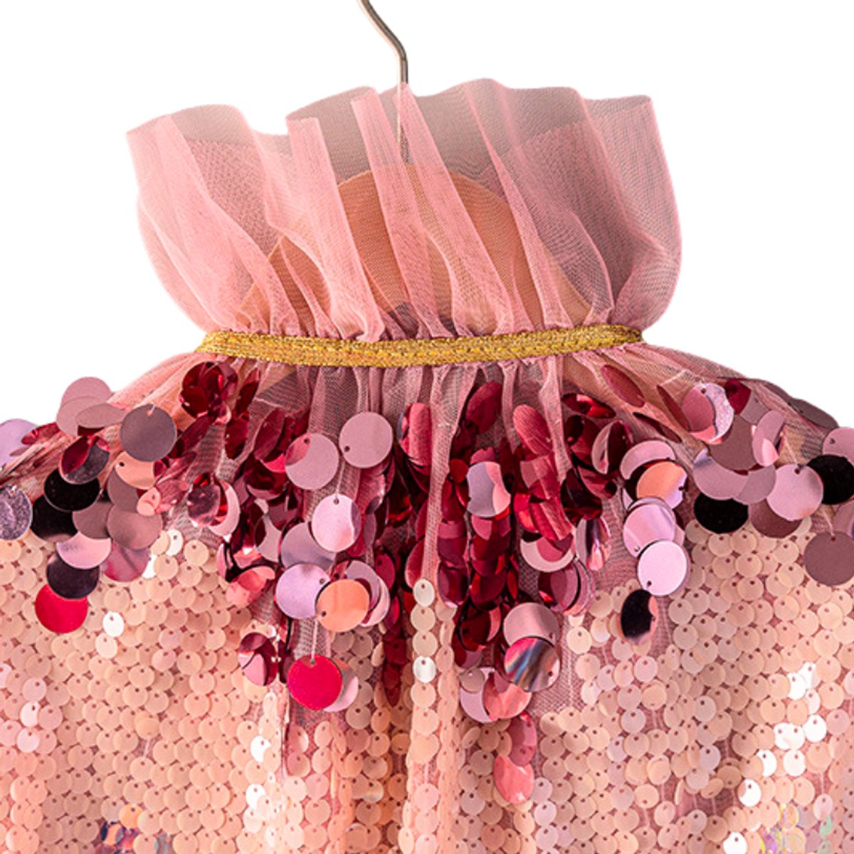 Luxe Verkleedcape Roze met Glitters en Pailletten Roze