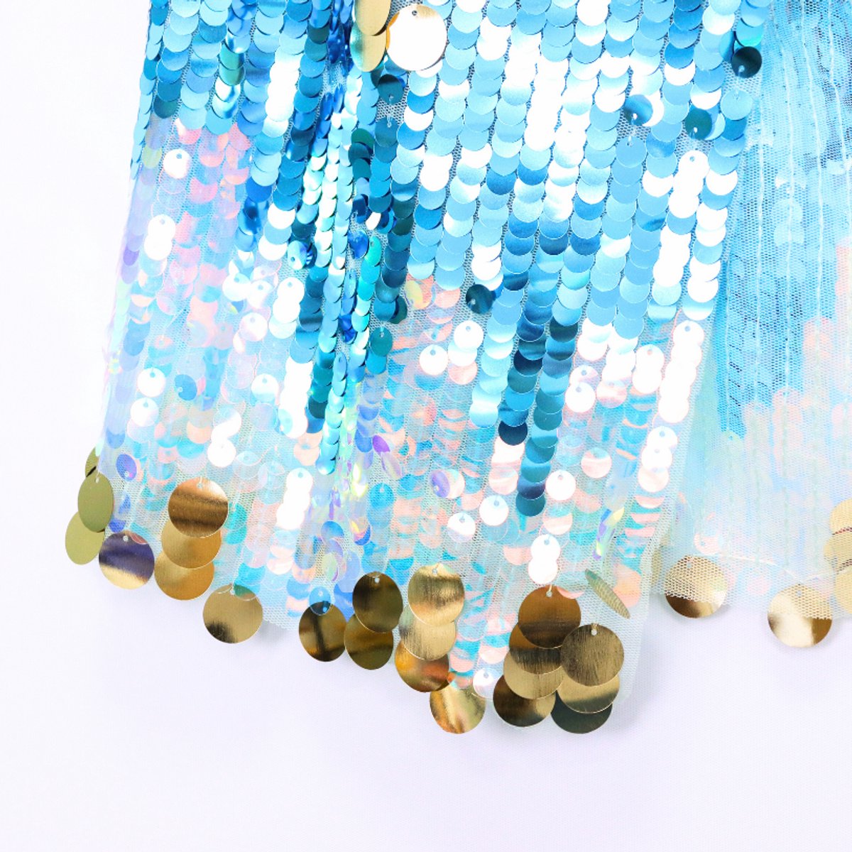Luxe Verkleedcape Roze met Glitters en Pailletten Blauw