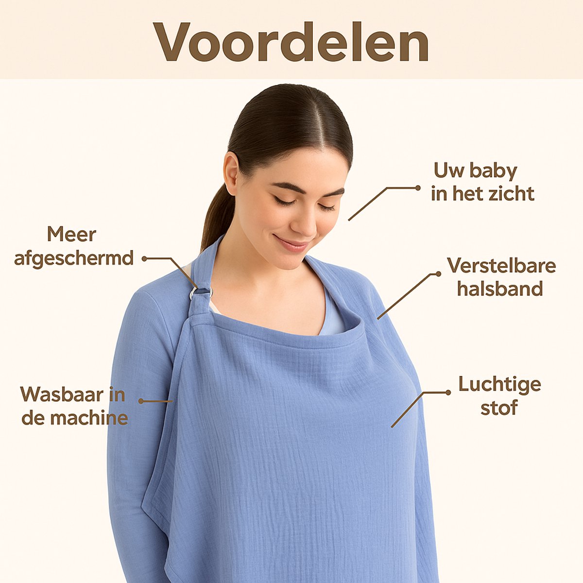 Verstelbare Borstvoedingsdoek Blauw