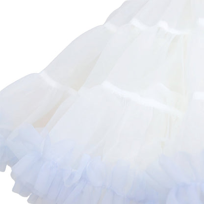 Wit met Pastel Roze, Oranje en Blauw Verkleedrok met Tule