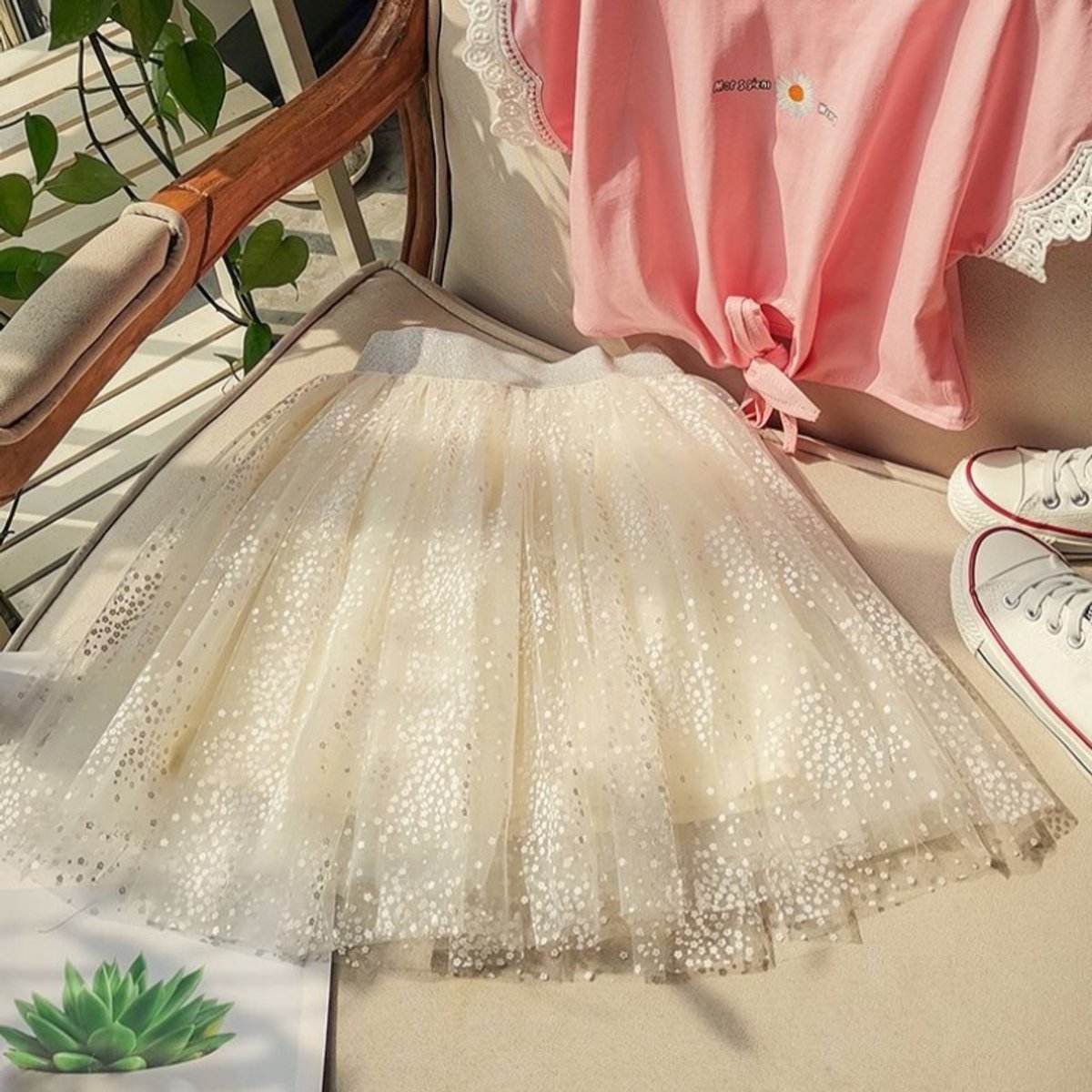 Licht Geel Verkleedrok met Tule