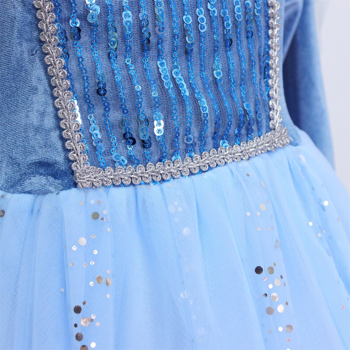 Luxe Elsa ijsprinses Winterjurk met Bontkraag Blauw