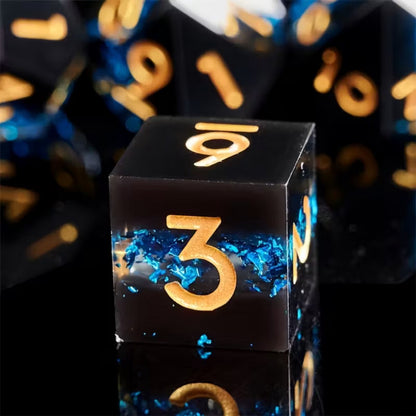 7 delige Resin Dice Set “Blue Shards”